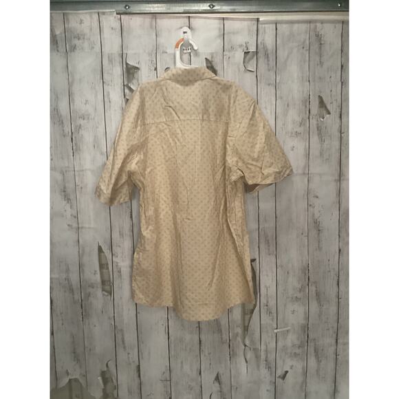Day & Age Size Large Beige Allover Print Short Sleeve Button-Up Shirt Big Boys - Picture 2 of 6